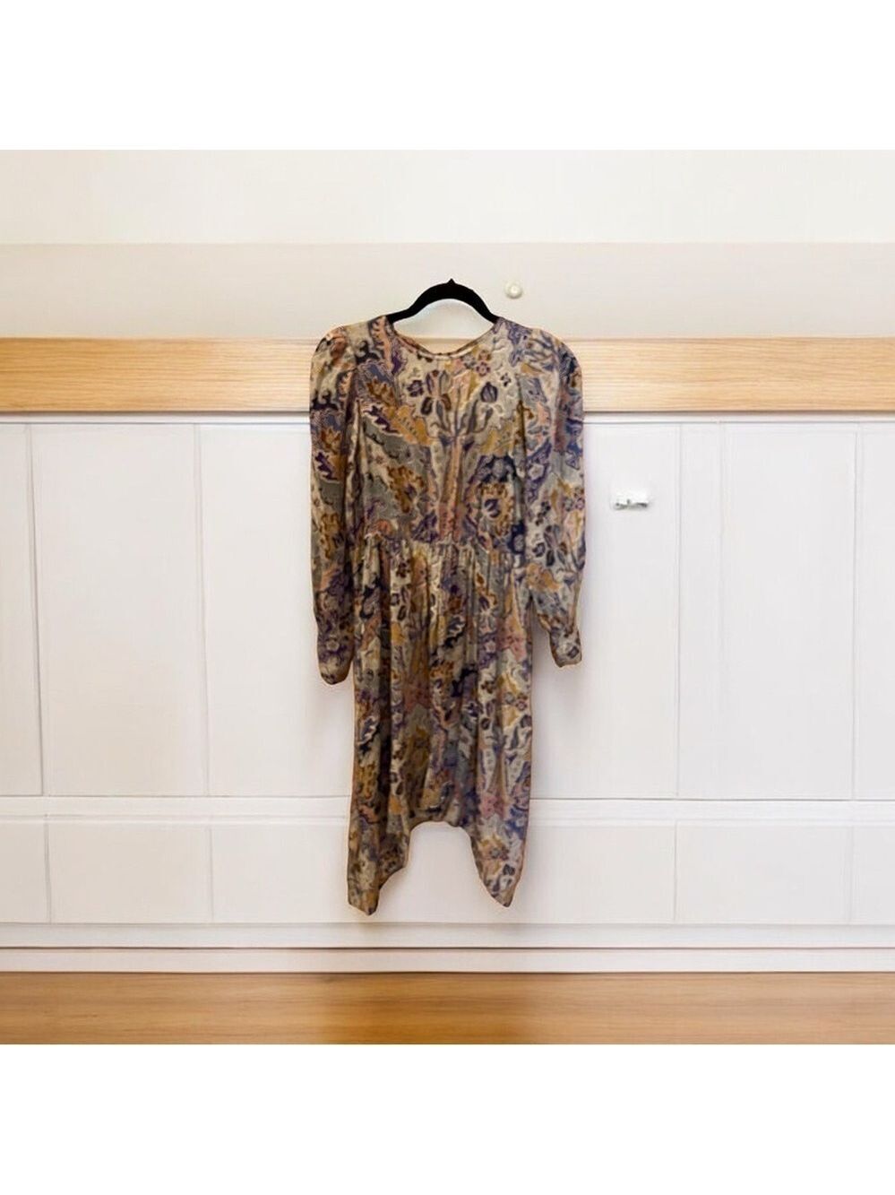 Zara Midi Asymmetrical Dress, Size S, Long Sleeved, Geometric Print.